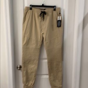 Brooklyn Cloth Men’s Twill Joggers, Khaki, Size L
